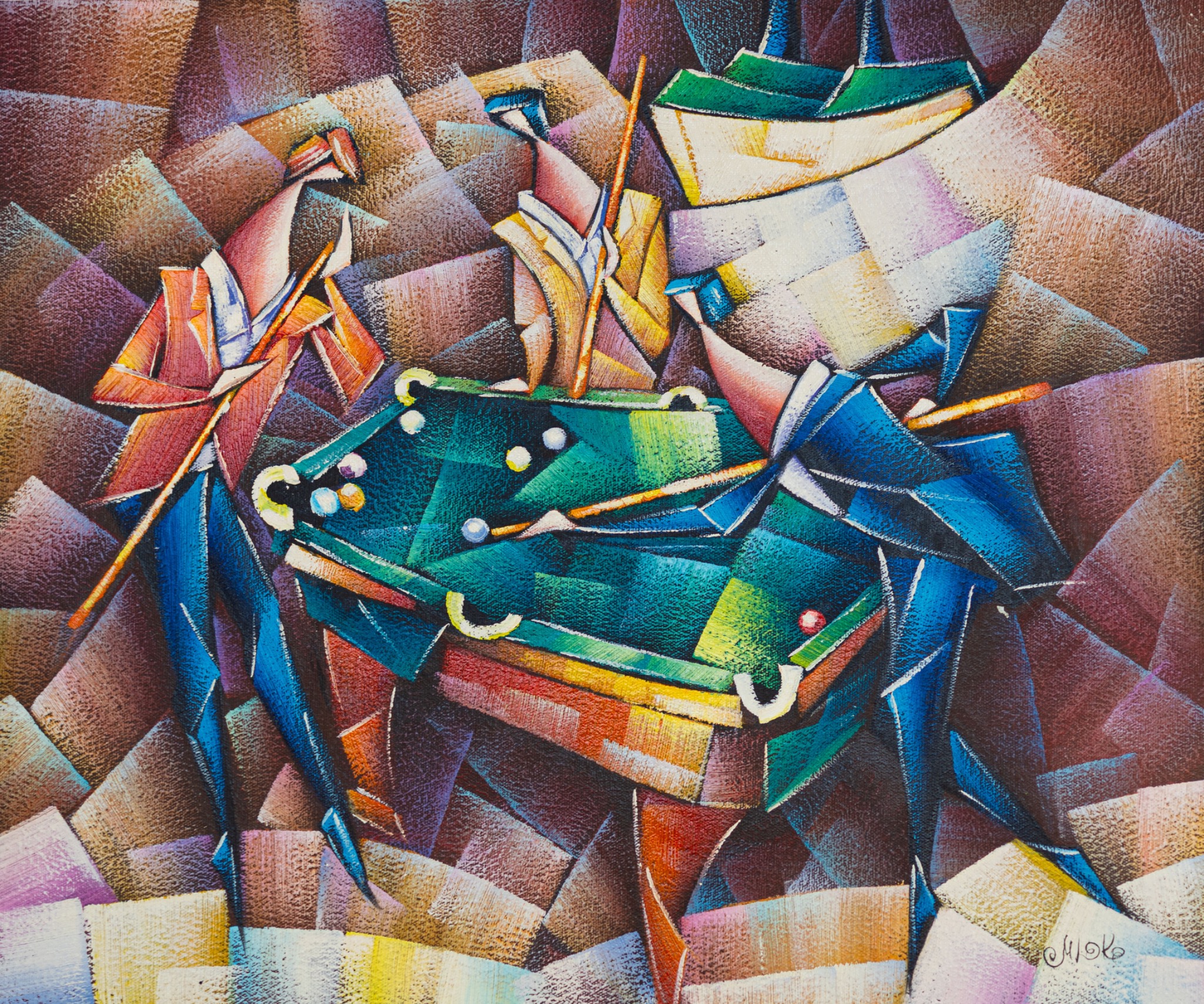 Abstract painting in jewel tones