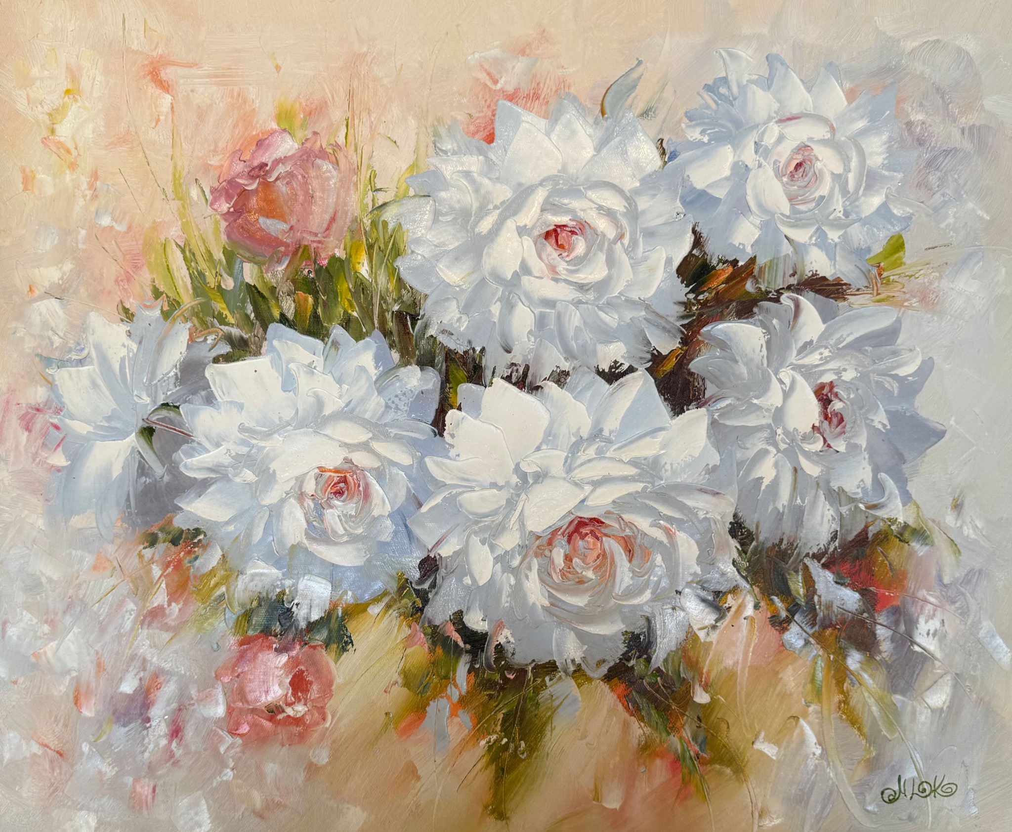 Winter Roses — floral painting