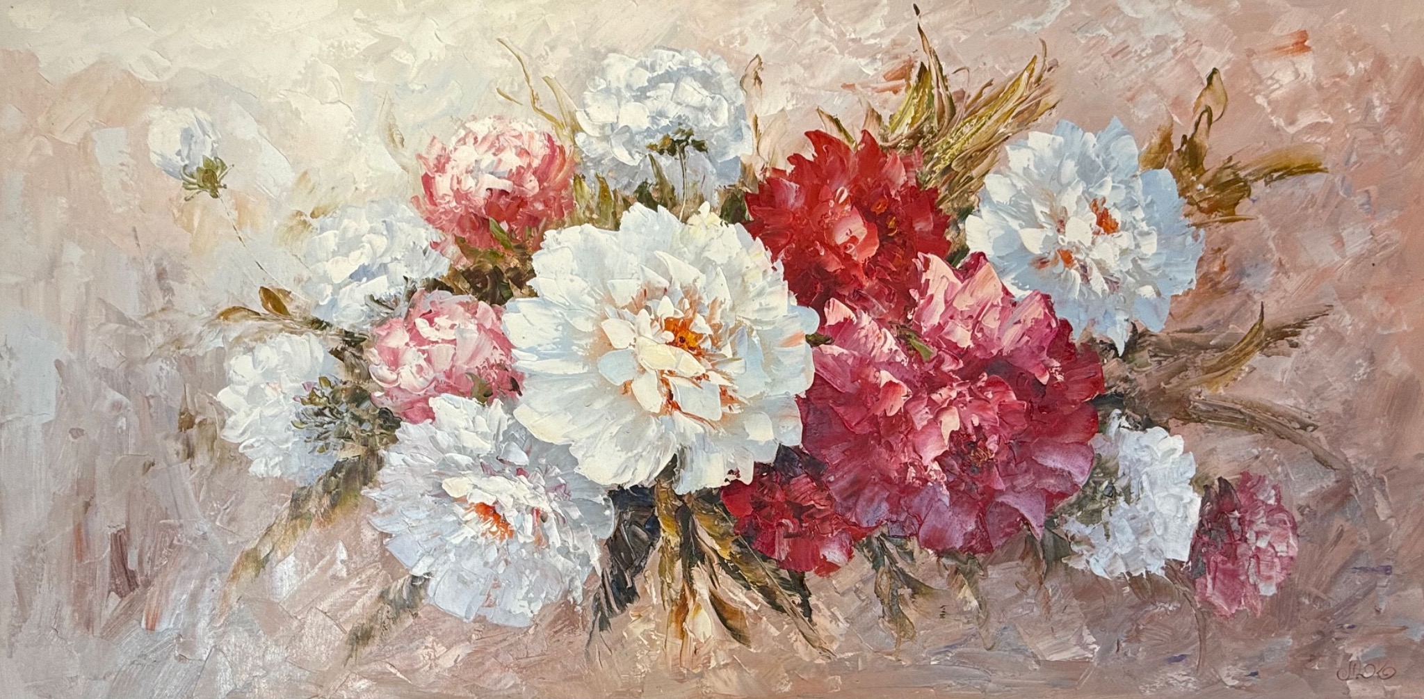 Crimson & White — floral painting