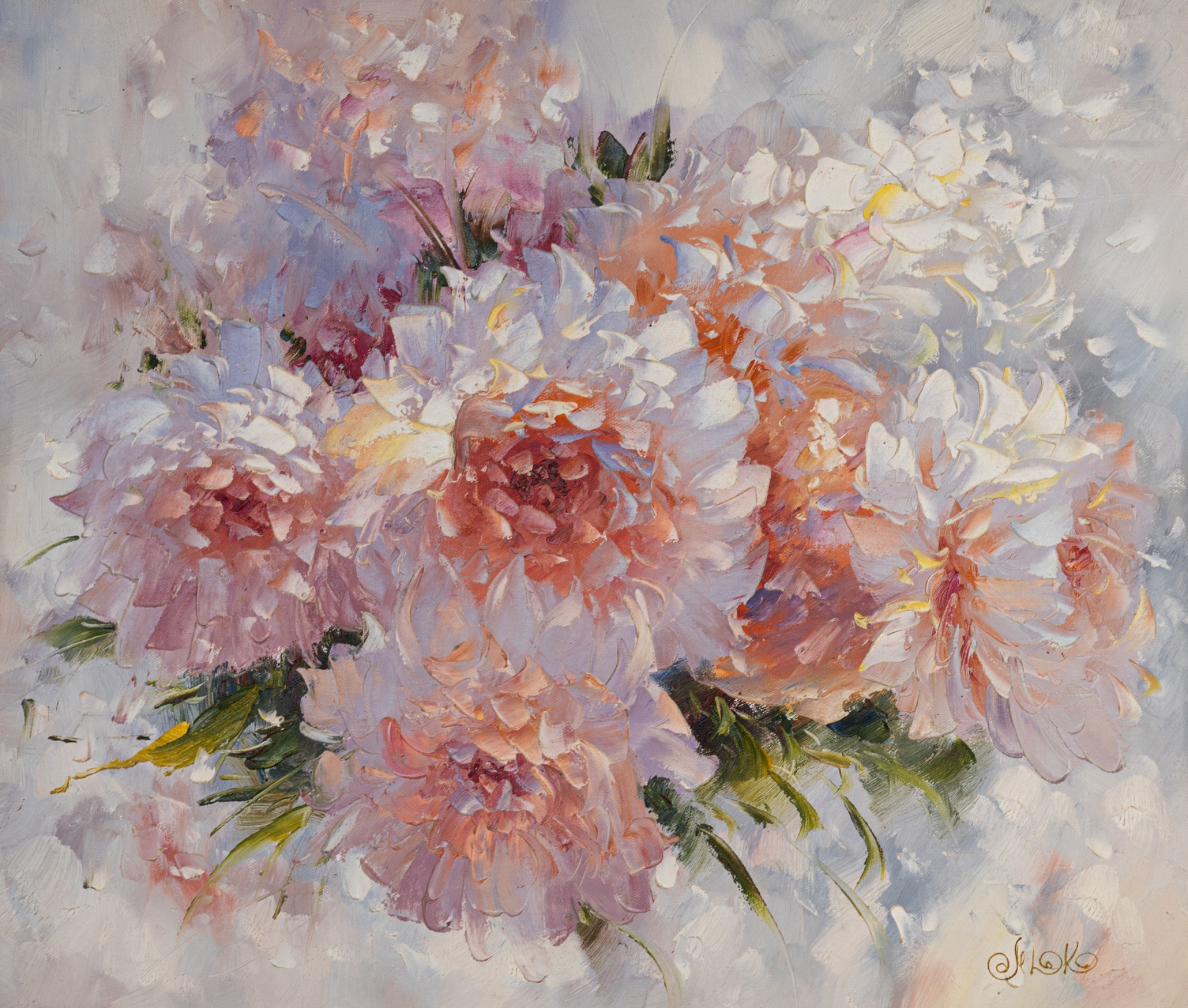 Soft Peonies — floral painting