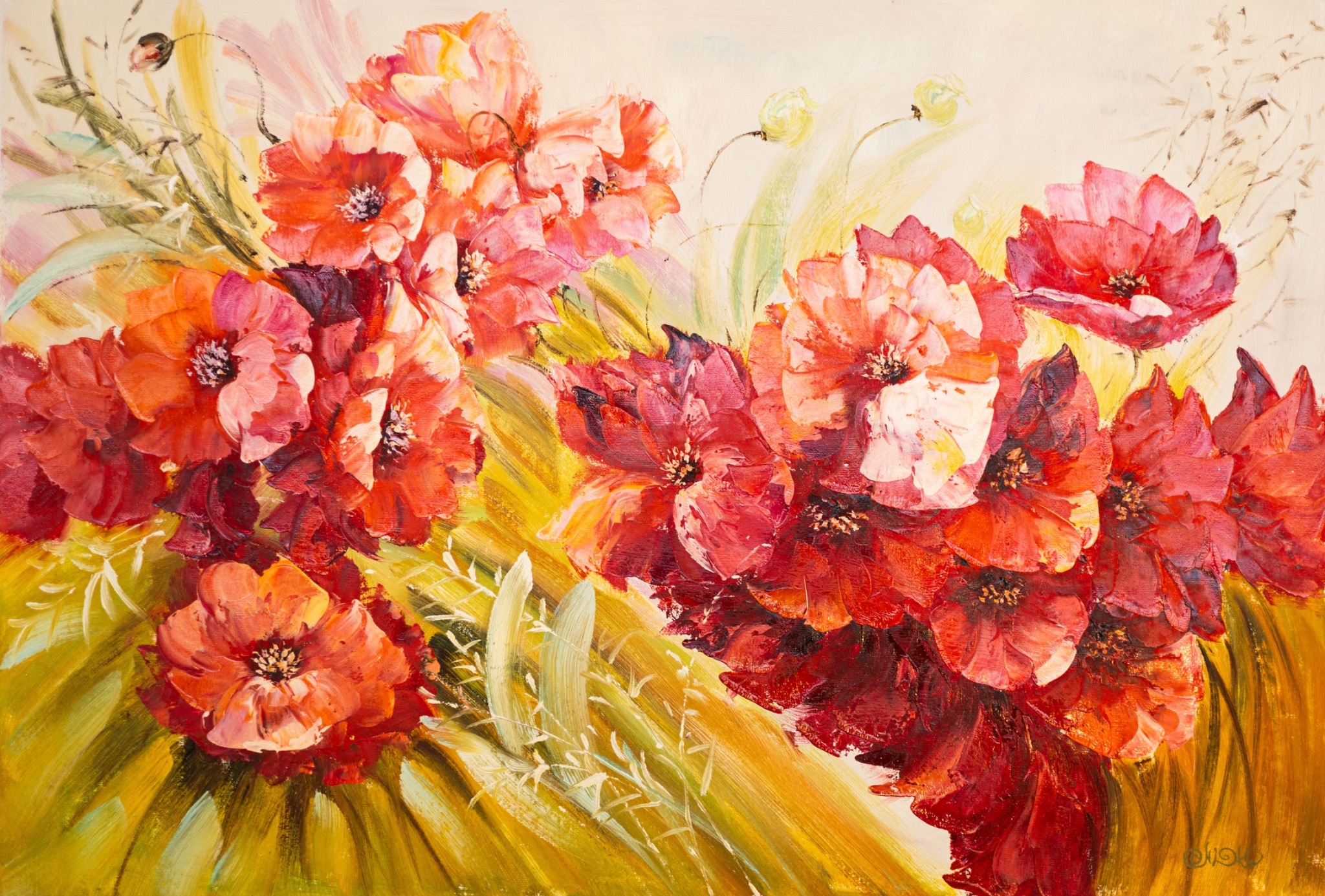 Crimson Garden — floral painting